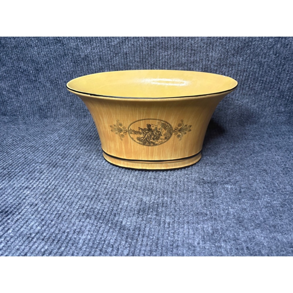 RARE VINTAGE CHELSEA HOUSE COUNTRY TOILE LANDSCAPE CACHEPOT MADE IN ITALY